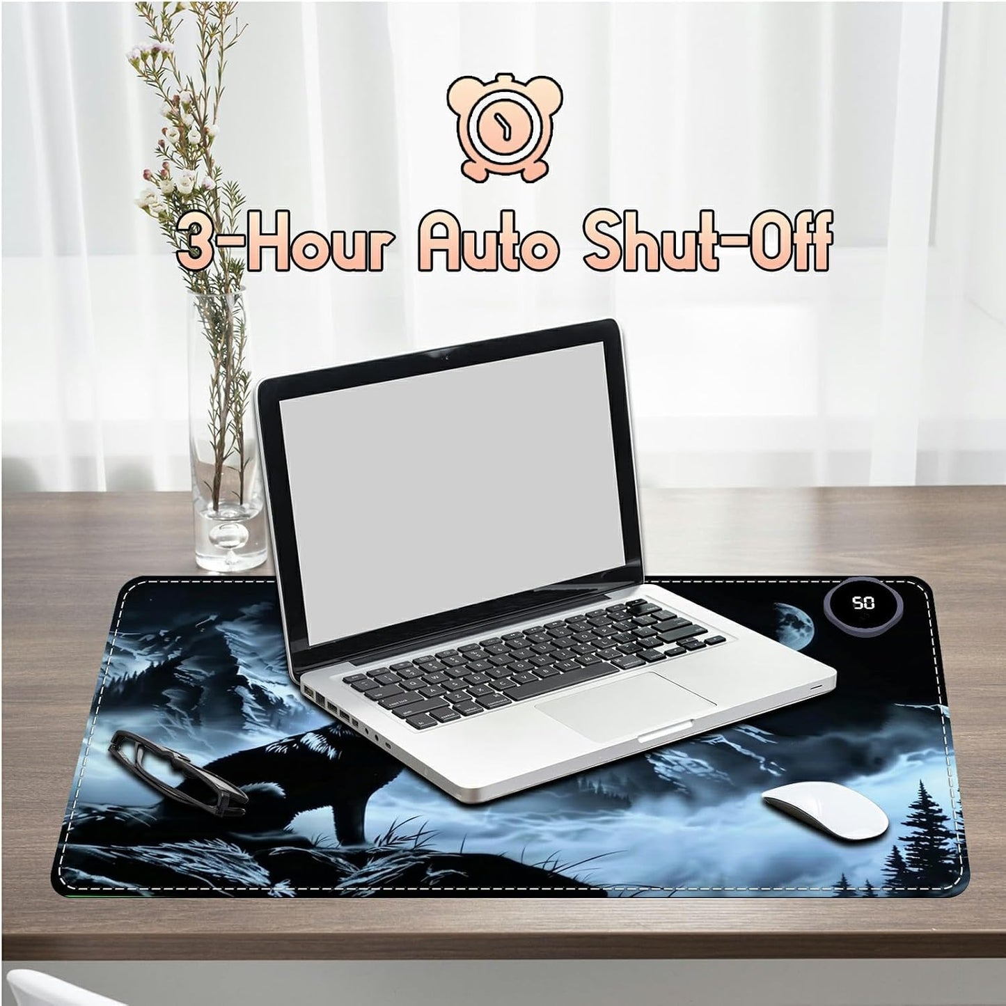 Heated Desk Pad Heated Large Mouse Pad, Electric Quickly Warm Desk Mat with 3 Levels Heating 3 Hours Auto Shut-Off, 31.5" x 13" Warm Gaming Mousepad Hand Foot Warmer, Baby Elephant