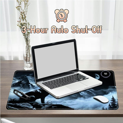 Heated Desk Pad Heated Large Mouse Pad, Electric Quickly Warm Desk Mat with 3 Levels Heating 3 Hours Auto Shut-Off, 31.5" x 13" Warm Gaming Mousepad Hand Foot Warmer, Baby Elephant