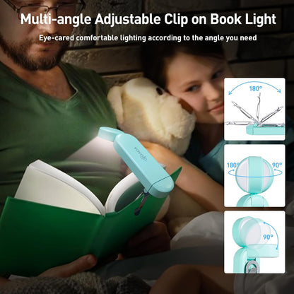 VAVOFO USB Rechargeable Bookmark Reading Light, Blue Light Blocking Amber LEDs for Bedtime Reading - Clip On, 9 Lighting Modes