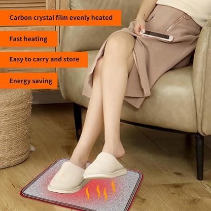 Electric Heated Floor Mats Under Desk, Heated Foot Warmer - 110v Toes Warming Heater for Office and Home(Stone Grain)