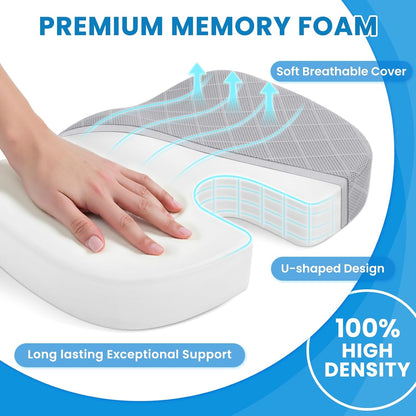 TushGuard Office/ Car Seat Cushion, Non-Slip Sciatica & Back Coccyx Tailbone Pain Relief Chair Pad, Memory Foam Butt Pillow for Computer Desk, Wheelchair, Driving (Black)