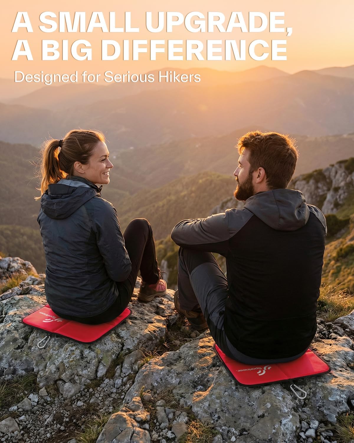Sportneer Sitting Pad, 0.13lbs Lightweight Waterproof Folding Seat Pad for Backpacking, 15.75'' x 15.75'' Portable Camping Seat Mat for Hiking, Picnics & Outdoor Use
