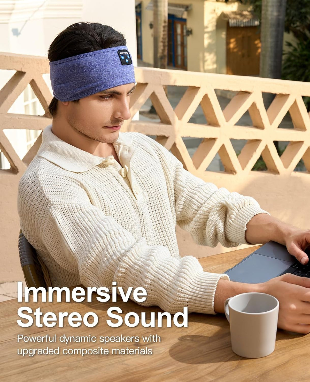 Perytong Sleep Headphones Wireless, Bluetooth Sports Headband Headphones with Ultra-Thin HD Stereo Speakers Perfect for Sleeping,Workout,Jogging,Yoga,Insomnia, Air Travel, Meditation (Grey)
