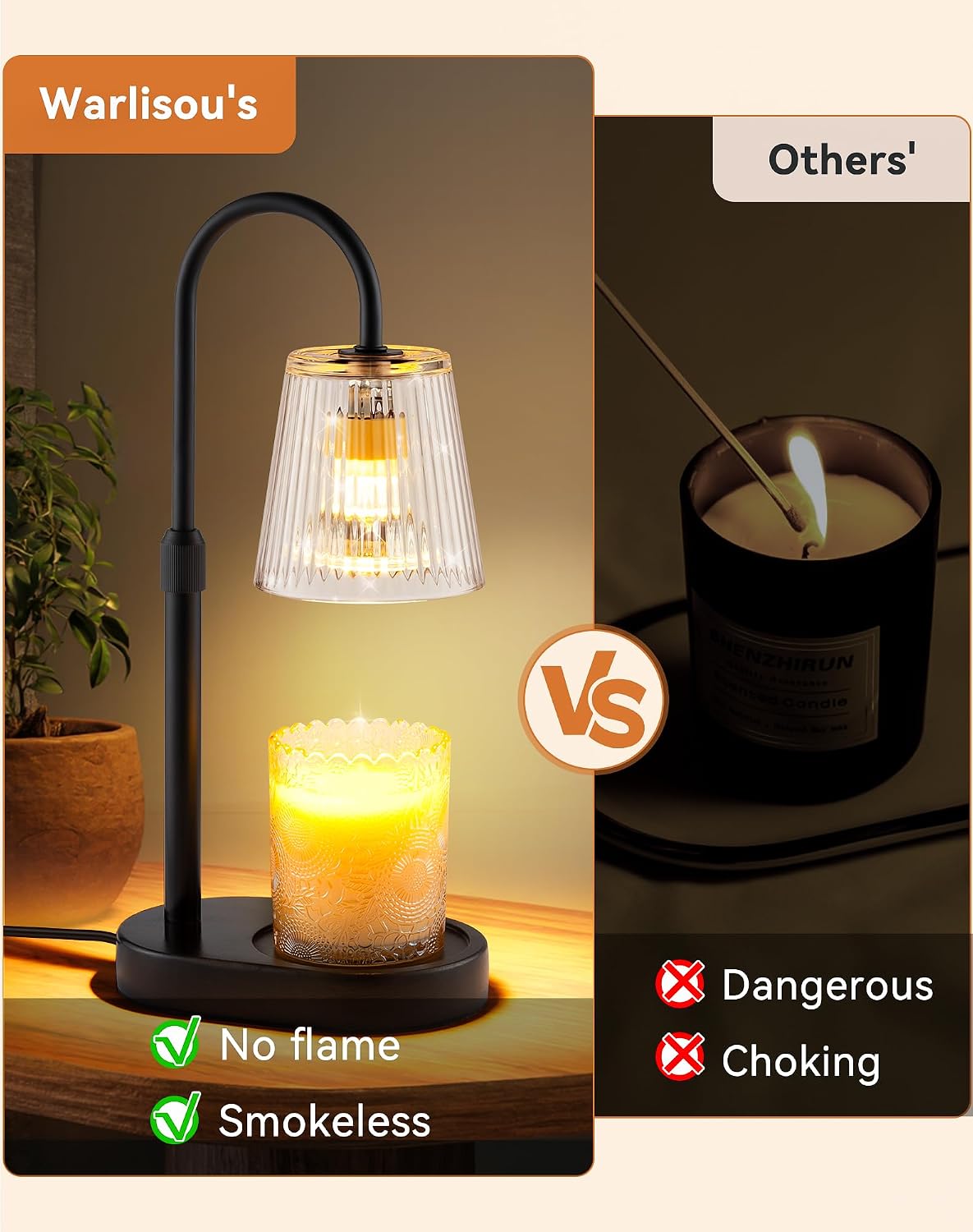 Adjustable Candle Warmer Lamp with Timer - Electric Light Wax Warming