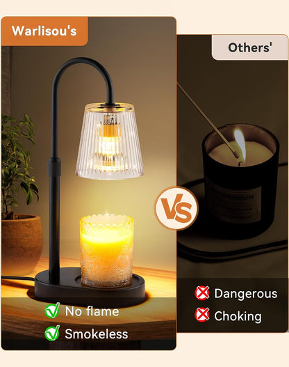Adjustable Candle Warmer Lamp with Timer - Electric Light Wax Warming