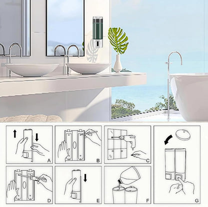 10oz/300ml Single Manual Wall Mounted Soap Dispenser, Black | Bathroom Shampoo and Conditioner Dispenser, Clear Plastic Refillable Liquid Lotion Pump Dispenser and Organizer