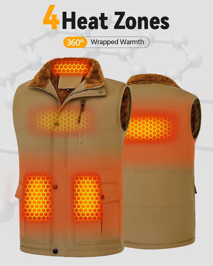 Wulcea Graphene Heated Vest Fleece For Men 7.4V Fast Charge Large Capacity Battery
