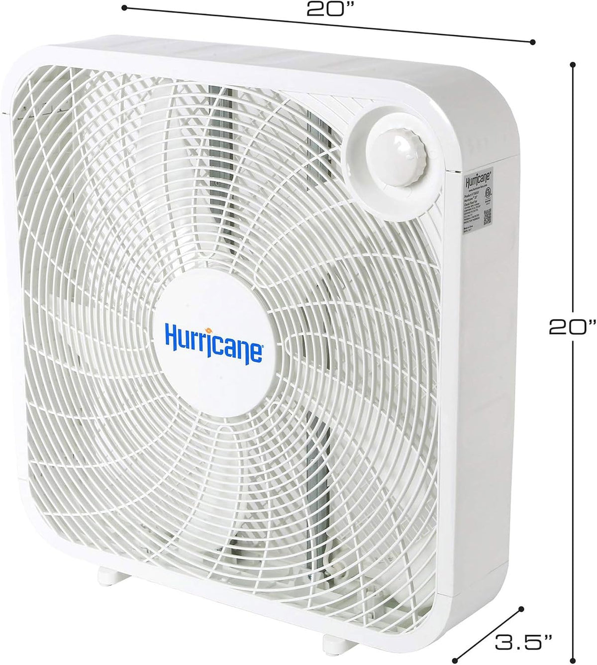 Hurricane Classic Floor Box Fan with 3 Speed Settings, Black - 20in