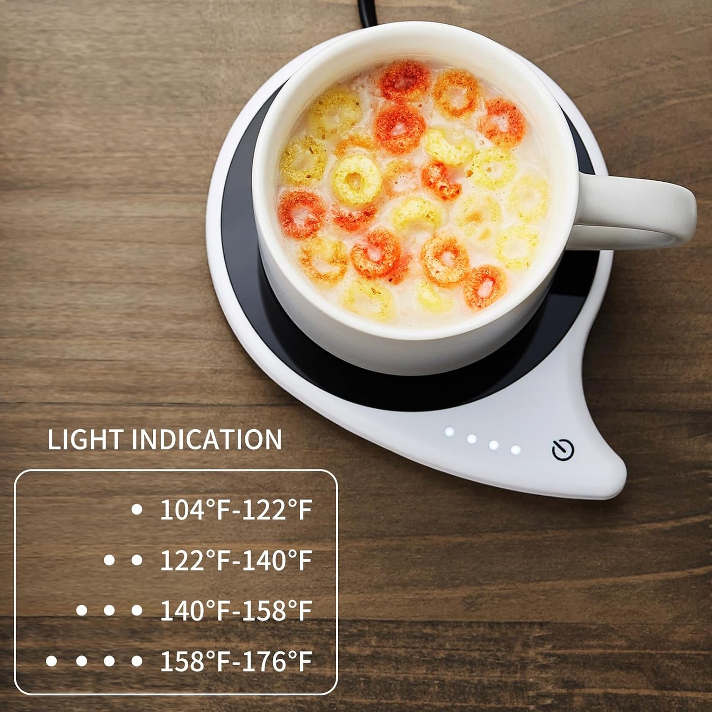 Mug Warmer with 4-Hour Auto Shut Off, 3 Temperature Settings, Frosted Black Rectangular Electric Beverage Heater, Borosilicate Glass Panel, 54-Inch Cord, Coffee Warmer for Desk, Tea Warmer