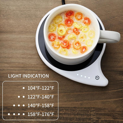 Mug Warmer with 4-Hour Auto Shut Off, 3 Temperature Settings, Frosted Black Rectangular Electric Beverage Heater, Borosilicate Glass Panel, 54-Inch Cord, Coffee Warmer for Desk, Tea Warmer