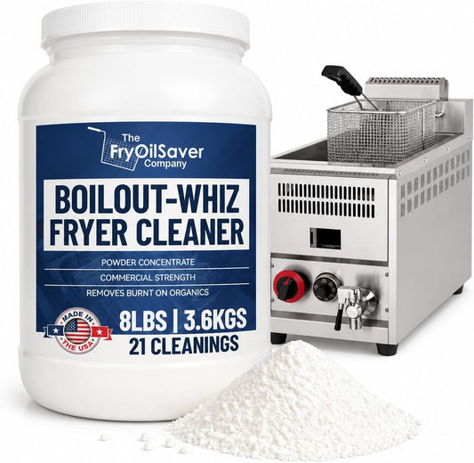 8LB Boil-Out Whiz Deep Fryer Cleaner - Degreaser Powder for Commercial Kitchen Cleaning Oil Saver - Deep Fryer Pot & Coil Safe - Extend Oil Life, Save Time & Energy - by FryOilSaver Co
