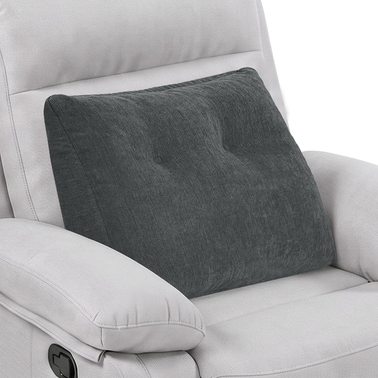 Back Support Pillow for Recliner Soft Dual Layer Lumbar Support Pillow with Shredded Memory Foam Ergonomic Orthopedic Couch Lumbar Cushions for Elderly Lower Back Pain Relief Dark Grey