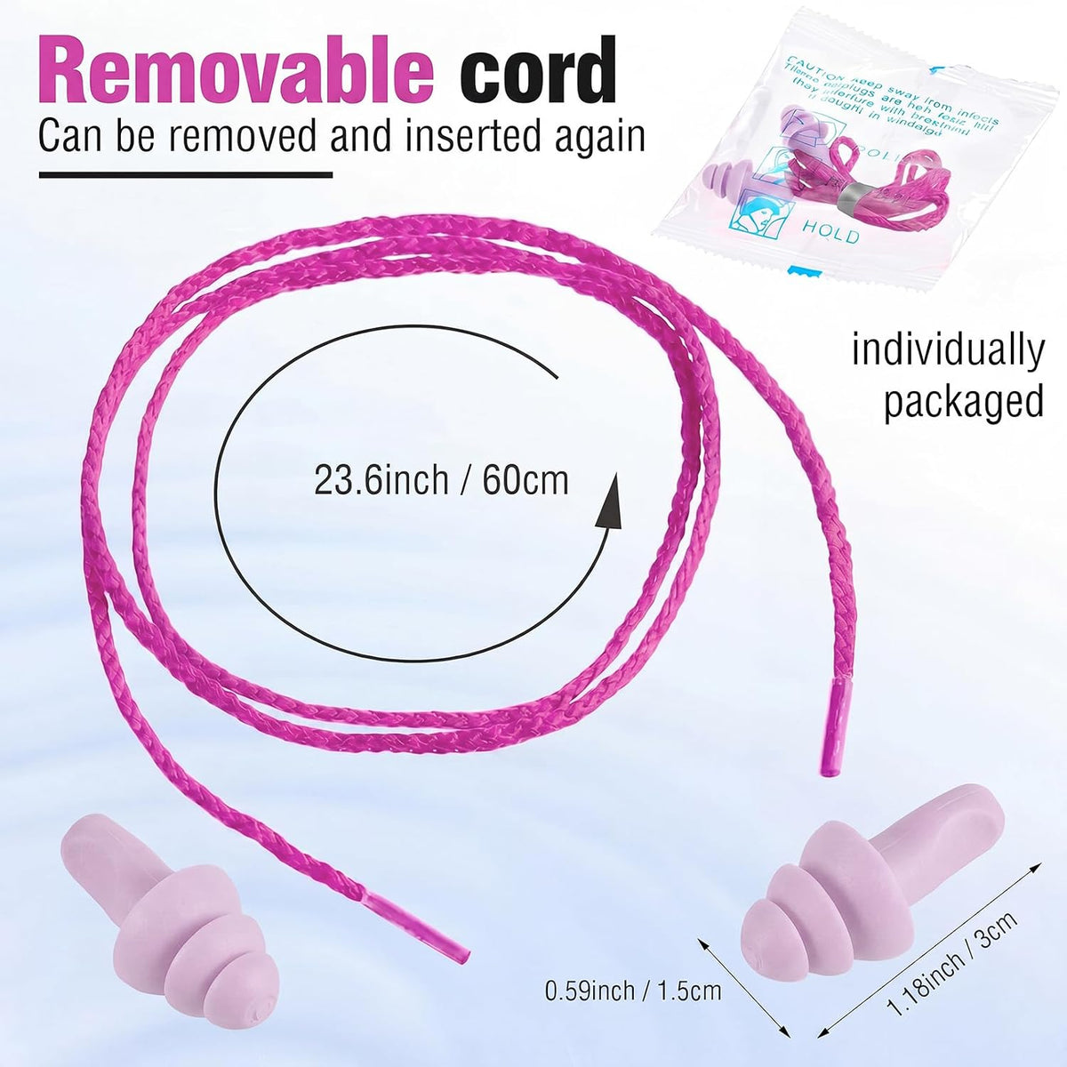 Tondiamo 200 Pairs Ear Plug Bulk with Cord Reusable Silicone, Fresh