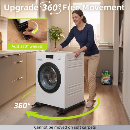Appliance Rollers Heavy Duty,Newest 360° Movement Appliance Sliders,20-32in Extendable,Liftable Anti Slip Washing Machine Base,Easily Move Washer and Dryer Machines,Refrigerators,Furniture-Black
