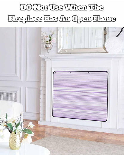 Magnetic Fireplace Cover Purple Stripes Fireplace Screen Decorative Classic Striped Lines Insulation Fireplaces Blocker Blanket Save Energy Fireplaces Draft Stopper Covers for Living Room 36x30 Inch