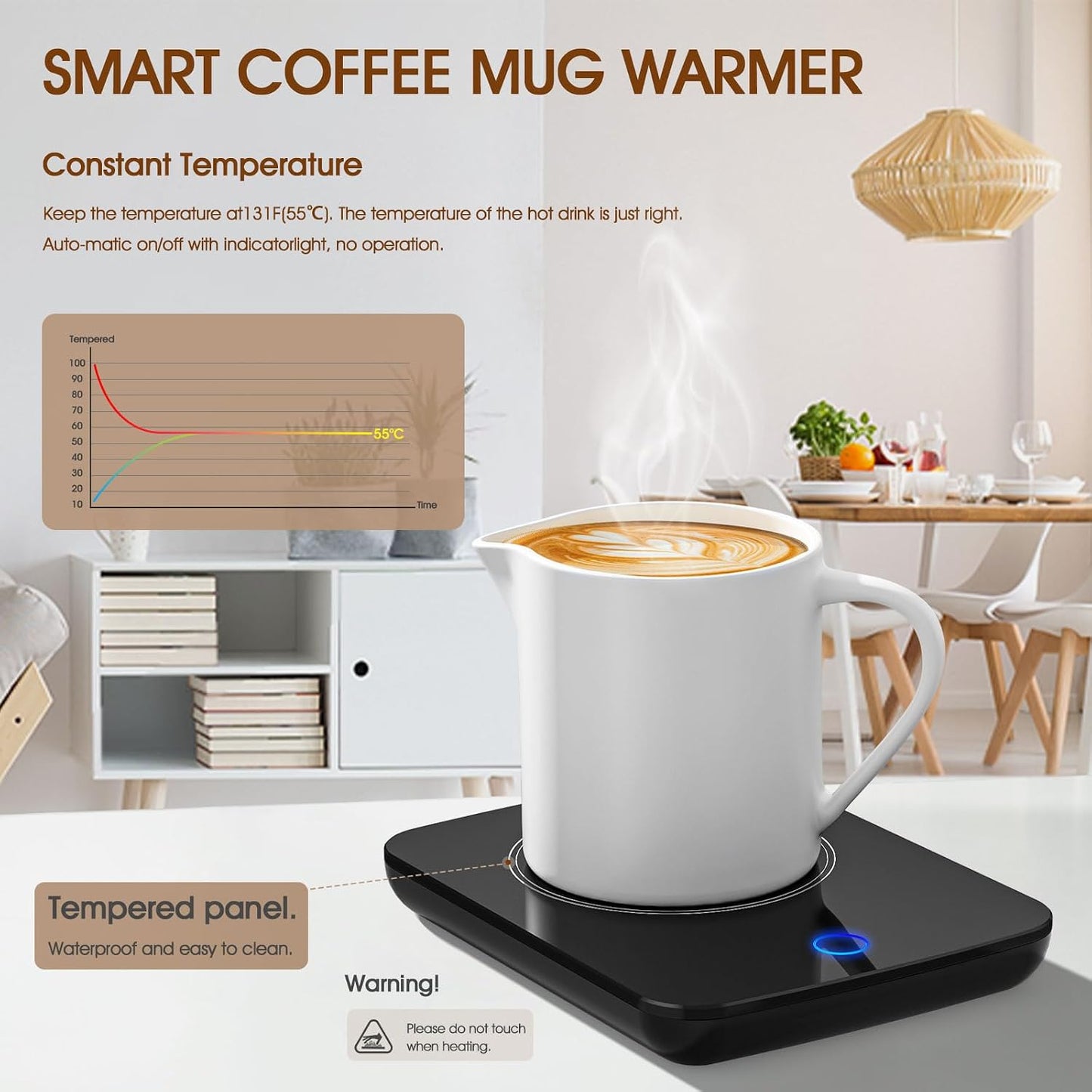 Misby Mug Warmer, Coffee Warmer for Desk Auto Shut Off Coffee Lovers Gift Ideas, Smart Coffee Cup Warmer with Gravity-Induction Coffee Mug Warmer for Desk Use Keep Beverages Coffee Warmer (White)