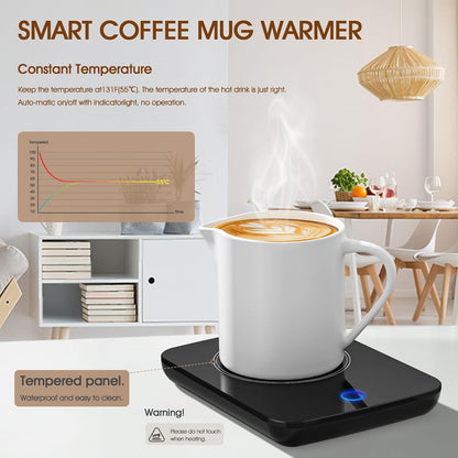 Misby Mug Warmer, Coffee Warmer for Desk Auto Shut Off Coffee Lovers Gift Ideas, Smart Coffee Cup Warmer with Gravity-Induction Coffee Mug Warmer for Desk Use Keep Beverages Coffee Warmer (White)