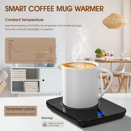 Misby Mug Warmer, Coffee Warmer for Desk Auto Shut Off Coffee Lovers Gift Ideas, Smart Coffee Cup Warmer with Gravity-Induction Coffee Mug Warmer for Desk Use Keep Beverages Coffee Warmer (White)