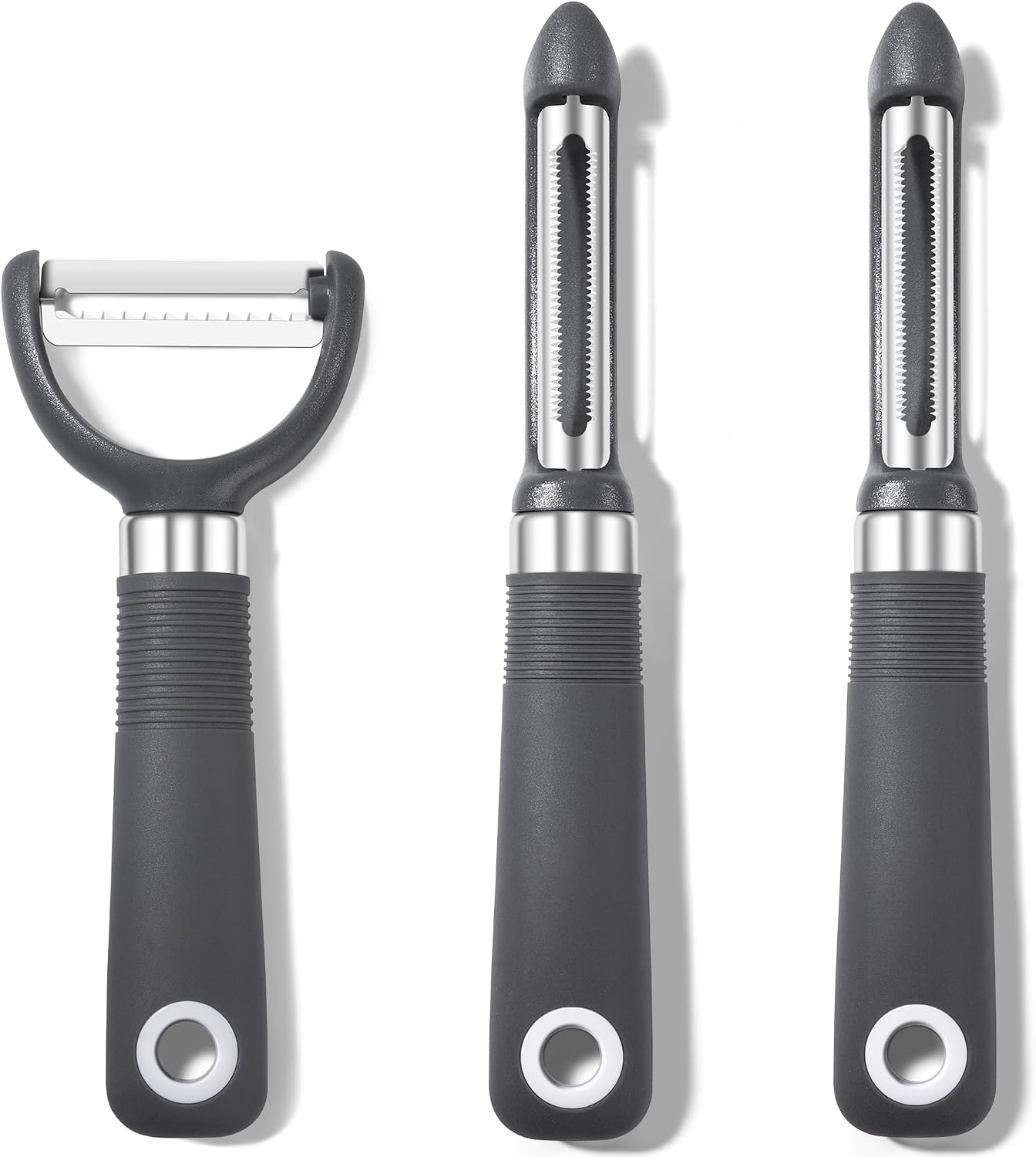 Rainspire 3-Piece Peeler Set, Premium Swivel Vegetable Peeler, Kitchen Gadgets Apple Peeler Potato Peeler Veggie Peeler Fruit Peeler, Dishwasher Safe Kitchen Accessories, Grey