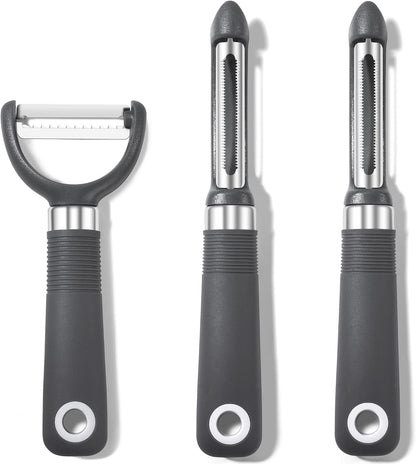 Rainspire 3-Piece Peeler Set, Premium Swivel Vegetable Peeler, Kitchen Gadgets Apple Peeler Potato Peeler Veggie Peeler Fruit Peeler, Dishwasher Safe Kitchen Accessories, Grey