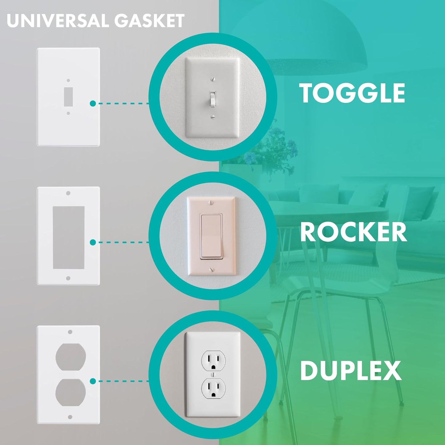 Outlet Gasket SWTCHOUTSL-UNV-CS White 1000-Piece Bulk Pack Foam Insulation for Wall Switch Plate Cover for Home Improvement, Switch Plate Insulator, Outlet Insulator, and Draft Sealer