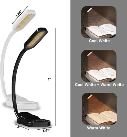 BaHoki Essentials Book Clip Lamp - Small Size Rechargeable LED Clip On Flash Light - Book Light for Reading in Bed