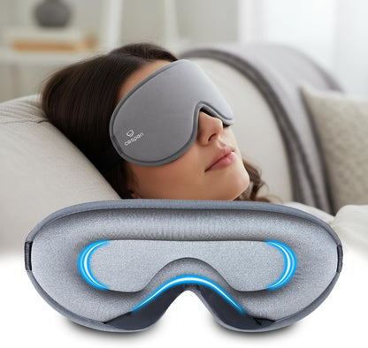 3D Sleep Mask for Women & Men, 100% Blackout Eye Mask for Sleeping, Zero Pressure Deep Sleep Blindfold with Adjustable Strap for Side Sleepers, Airplane Travel, Silver Grey