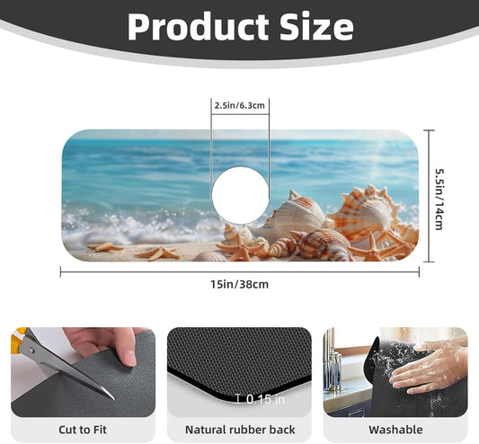 Faucet Draining Mat For Kitchen Sink, Colorful Flowers Floral Diatom Mud Absorbent Drain Pad For Bathroom Kitchen Sink Splash Guard Drying Mat