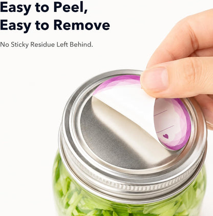 2" Mason Jar Canning Labels, 9 Colors, Microwave/Freezer Safe, 90 | Waterproof, removable stickers for glass or plastic. Easy to write on and removes with zero sticky residue.
