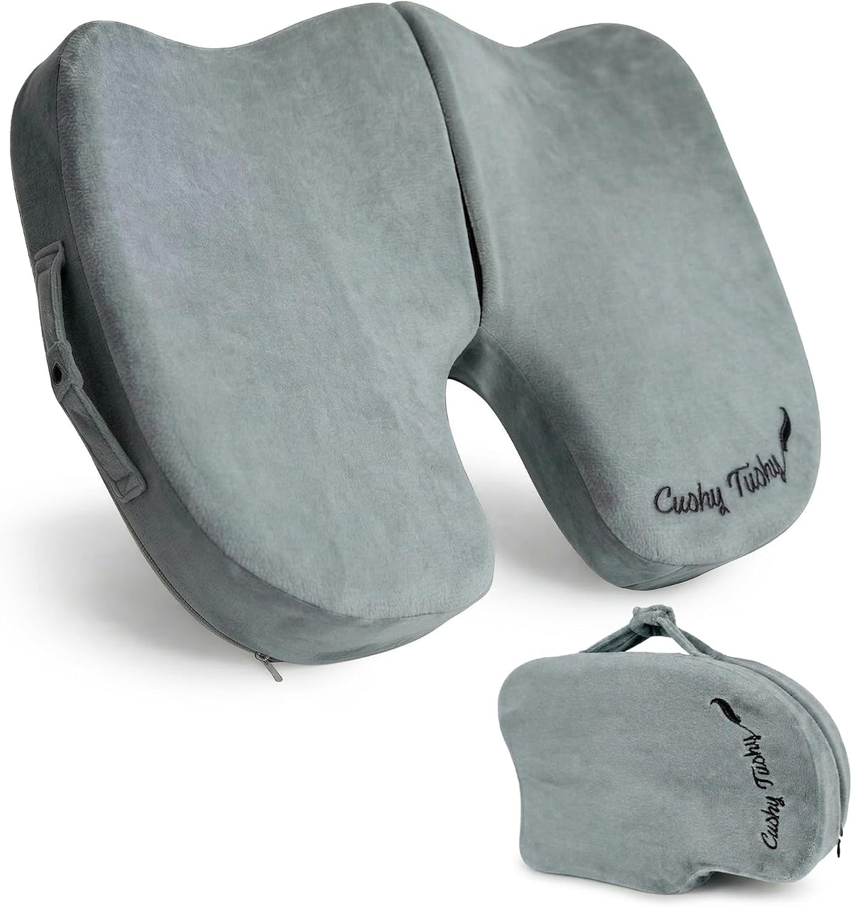 Cushy Tushy Premium Foldable Travel Seat Cushion - for Relief of Lower Back, Sciatic, Butt and Tailbone Pain - for Home & Office Use, Perfect for Travel or Driving - Coccyx Seat Cushion