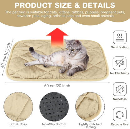 2 Pack Self Heating Cat Mat Self Warming Pet Pads Washable Kennel Mat Dog Crate Pad Reflects Body Heat Non Skid Cat Thermal Pads for Puppy Indoor Outdoor(Black,16 x 20 Inches)