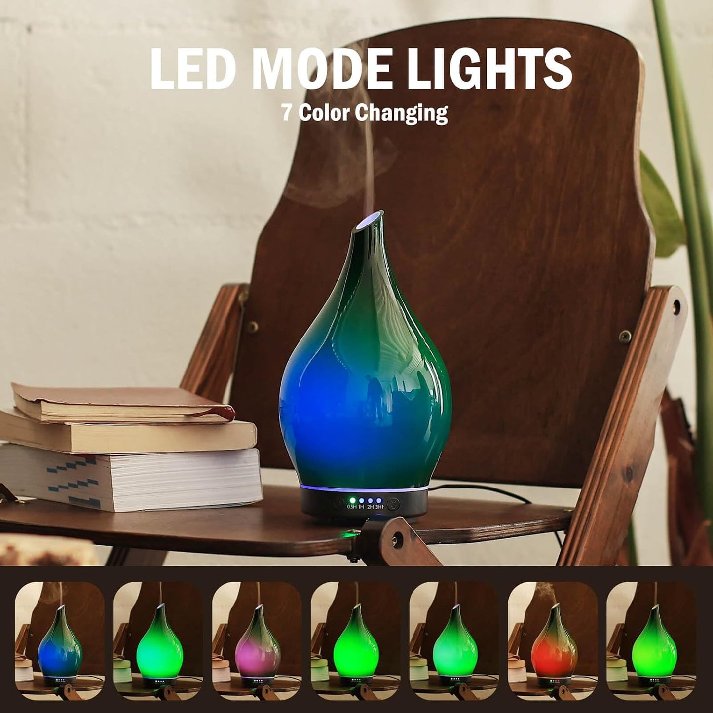 Porseme Oil Diffuser 3D Glass Aromatherapy Ultrasonic Humidifier, Air Refresh Auto Shut-Off, Timer Setting, BPA Free for Home Hotel Yoga Leisure SPA Gift 150ml Last 6H - Colors B