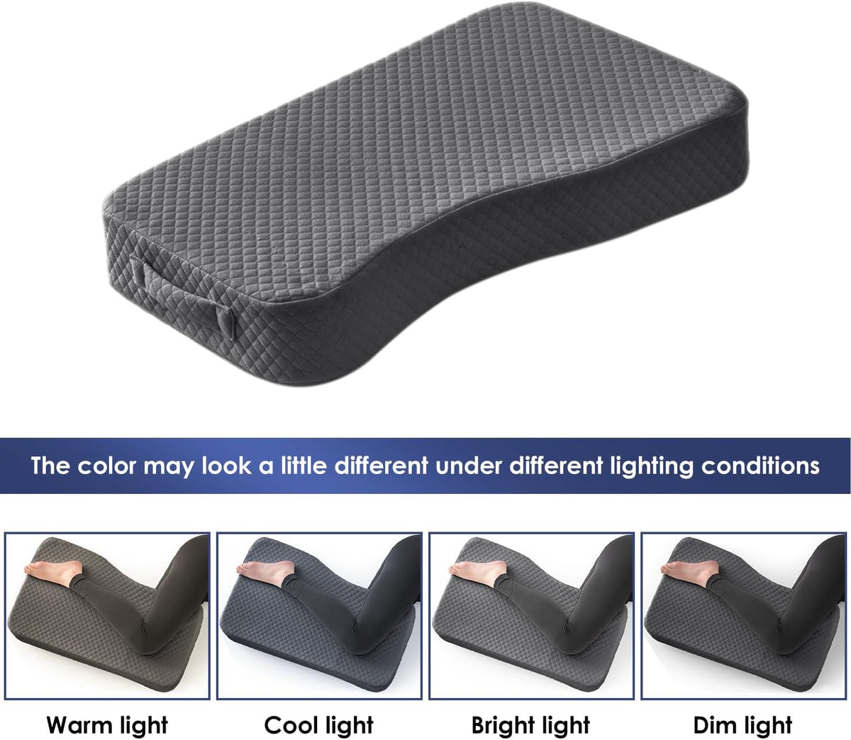 Leg Pillow for Side Sleepers, Memory Foam Knee Pillow for Side Sleeping, Leg Elevation Pillow for Hip/Back/Sciatica Pain Relief Helps Spine Alignment -15"x25" (Grey, M)