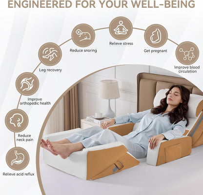 Yojoker Leg Elevation Pillows for Swelling, Memory Foam Wedge Pillow for Legs Blood Circulation, Leg Elevation Pillows for After Surgery, Knee Wedge Pillow for Sleeping Back Hip Ankles Relief