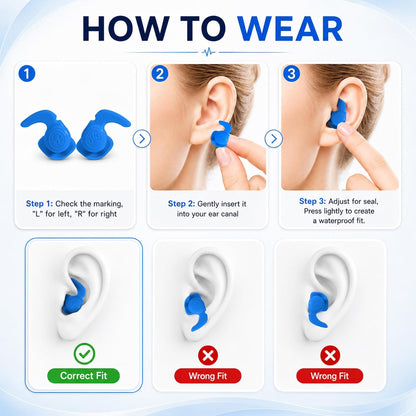 Swimming Ear Plugs, 5 Pairs Reusable Waterproof Ear Plugs for Swimming Adults & Teens, Soft Silicone Swim Earplugs with Individual Cases, Noise Reducing for Shower, Sleeping, Surfing, Travel