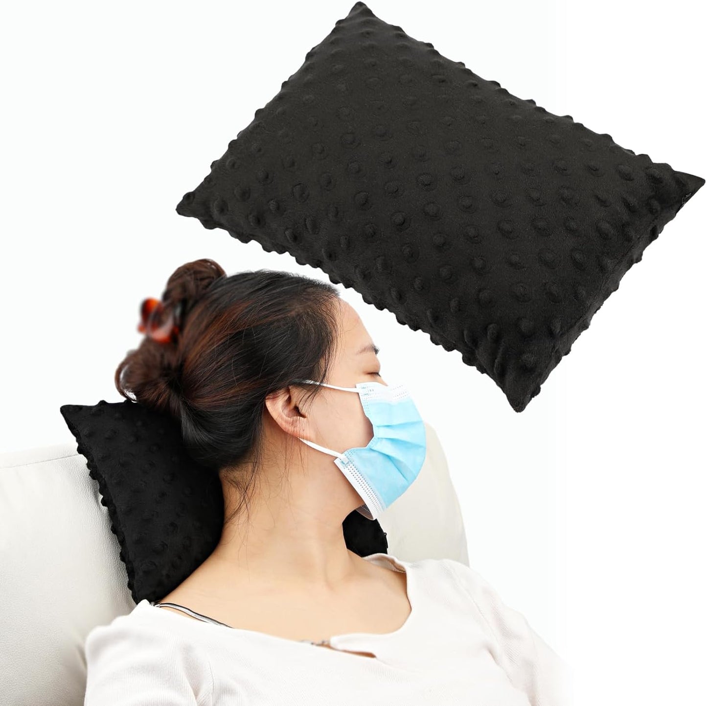 Small Knee Pillow for Side Sleepers, Soft Leg Pillows Relief from Knees, Sciatica, Hips, Joints Between Legs, Back Pain When Side Sleeping, Leg Alignment Knee Support Pillow, Minky Dot Black