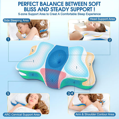 CHxxy Memory Foam Pillows, Cervical Pillow for Neck & Shoulder Pain Relief