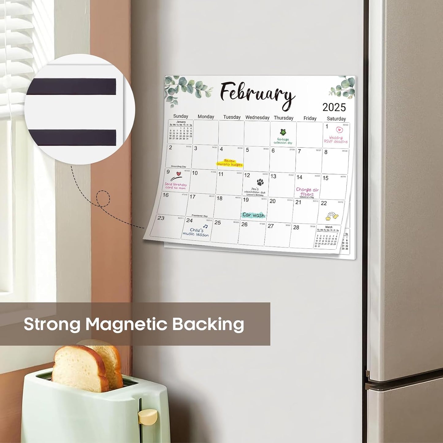 2026-2027 Magnetic Calendar for Refrigerator, Apr 2026-Dec 2027 | 21-Month Fridge Calendar 2026-2027 for Home Planning, Scheduling and Easy Organization, Greenery