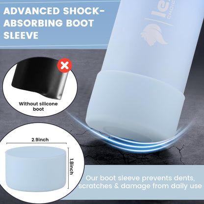 Lexlion Tea Infuser Water Bottle 22 Oz – Triple Wall Insulated Stainless Steel, Loose Leaf & Fruit Strainer, 3 Leakproof Lids, BPA-Free Silicone Sleeve, Reusable Thermal Mug