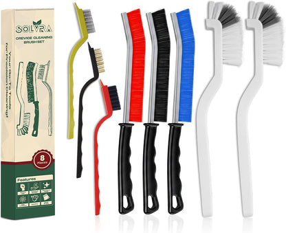 8 Pcs Crevice Cleaning Brush Set – Hard Bristle Cleaning Tools for Grout, Gaps & Narrow Spaces – Multi-Purpose Grout Brush, for Cleaning Bathroom, Shower, Window Tracks, Kitchen | Multi-Purpose Grout Brush for Bathroom, Shower, Window Tracks & Kitchen