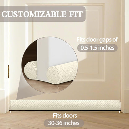 Ciieyuo Under Door Draft Stopper, Door Stoppers for Bottom of Door, 30"-36" | Velvet under door gap filler, white beige, blocker cold air, light, smoke and noise, easy slide-on install