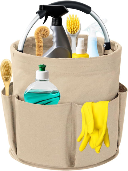 Cleaning Caddy with Handle, 17L Foldable Cleaning Supplies Organizer, Portable Storage Basket, Cleaning Supply Caddy, Multifunctional Cleaning Bucket Bag for Garden, Home, Kitchen (Black)