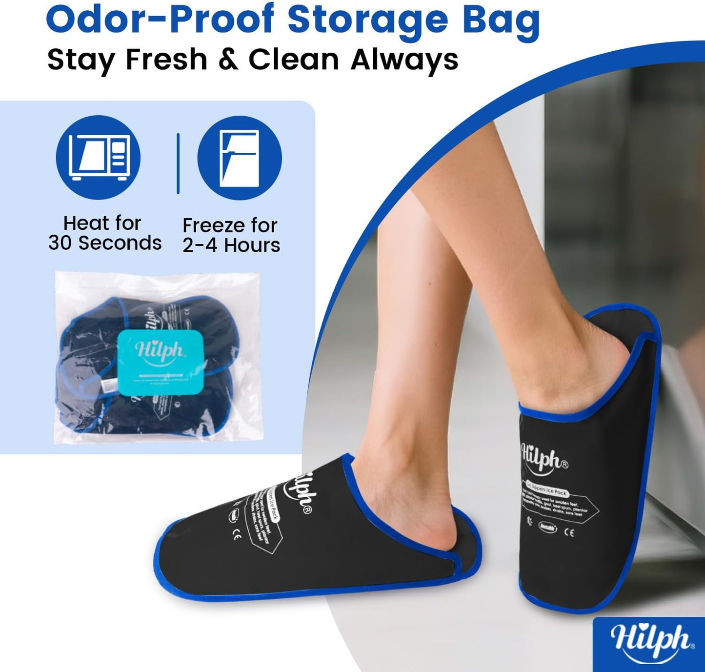 Hilph Foot Ice Pack Slippers, 1 Pair Ice Pack for Feet & Toes Pain Relief | Reusable Hot Cold Therapy for Plantar Fasciitis, Gout, Bunions, Neuropathy Relief, Surgery Recovery, HSA Eligible FSA, Blue