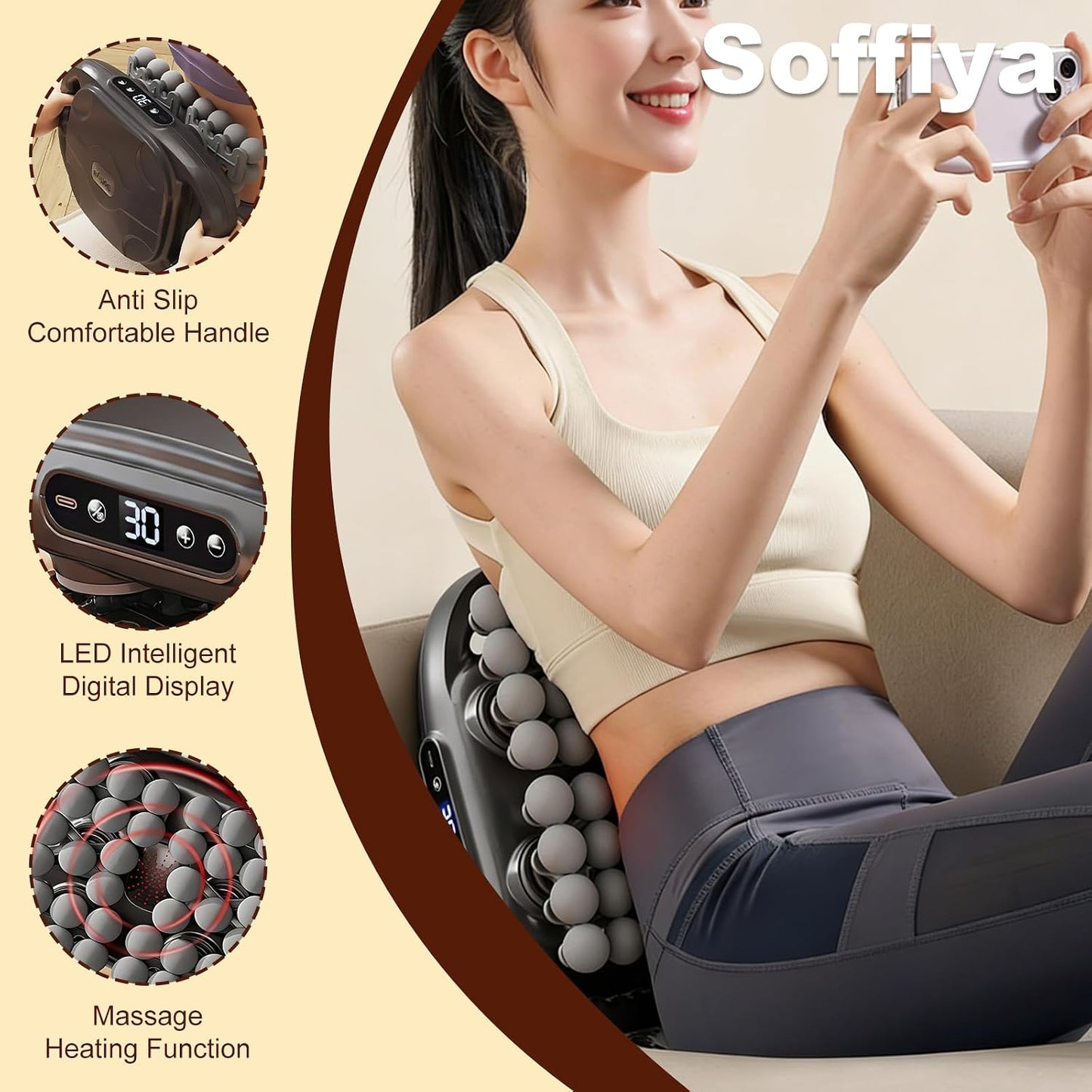 42Head Massage Gun Pain Relief Deep Tissue,Percussion Back Massager | 9 Modes & 9 Intensities, red light therapy, heat back massager, quite, muslce massager, for Back Neck Shoulder Legs