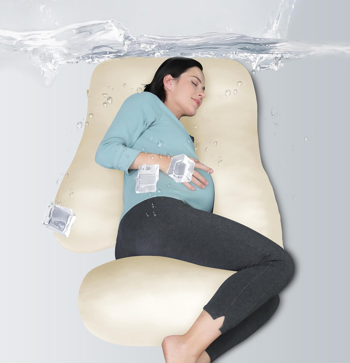 MOON PARK Pregnancy Pillows for Sleeping - 57 Inch U Shaped Full Body Maternity Pillow with Removable Cover - Support for Back, Legs, Belly, Hips - Pregnancy Pillow for Women - Grey