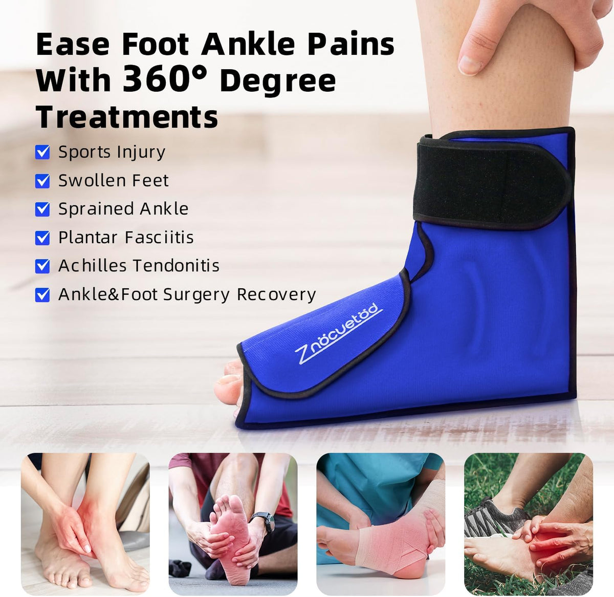 Ankle Ice Pack Wrap for Foot Heel Pain Relief and Swelling Large Reusable Gel Ice Cold Packs for Achilles Tendonitis Plantar Fasciitis Sprained Ankles Swollen Feet Surgery Recovery(Hot Pink)