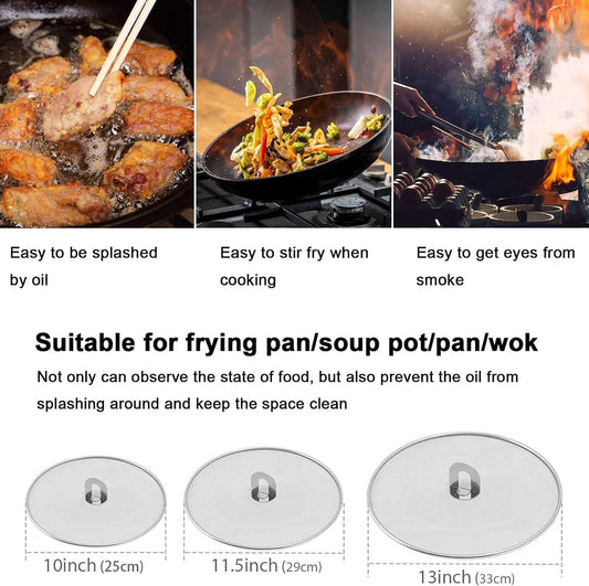 Splatter Screen for Frying Pan, Set of 3 (10", 11.5", 13")