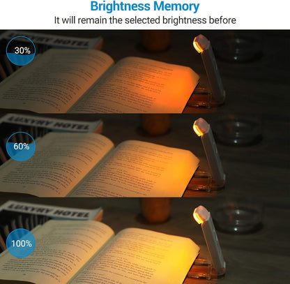 DEWENWILS Amber Book Reading Light, USB Rechargeable Book Light for Reading in Bed