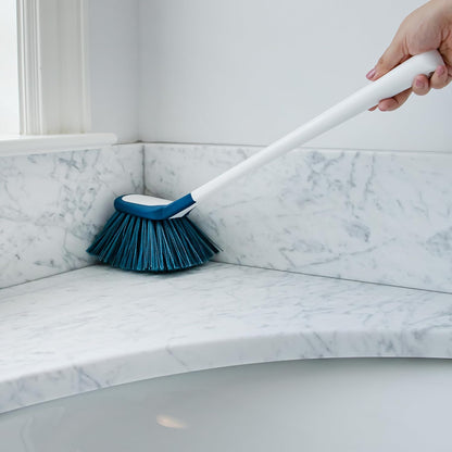 Unger 2-in-1 Grout and Corner Scrubber Brush Tool, Crevice Bathroom Cleaning Supplies for Showers, Door Tracks, Tile, and Bathtubs, Household 360-Degree Scrubbing Power