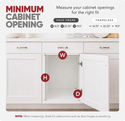 Rev-A-Shelf Pullout Organizer for Cabinets, Min Opening Width of 18" | STwo-Tier Steel Shelf for Kitchen or Vanity Cabinet Organization, Heavy Gauge Wire Slide Out Storage Basket, 5WB2-1822CR-1